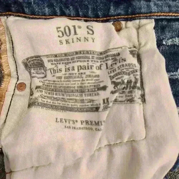 Levi's Women's 501 S Button-fly 25x37 Skinny Jeans Made in the USA - Picture 14 of 16